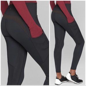 Athleta High Traverse black leggings warm high rise with pockets size Small